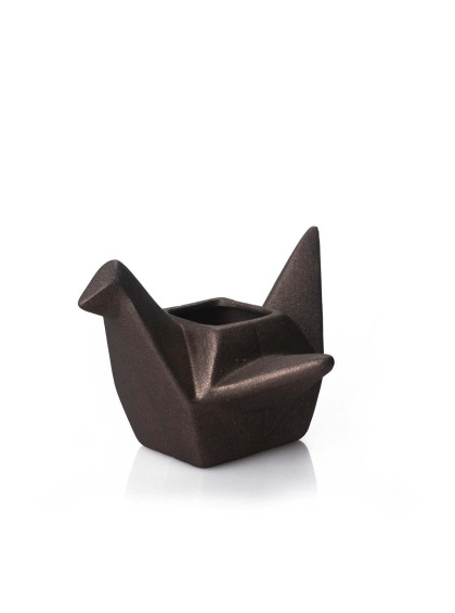 Cachepot Pássaro Origami Grande Bronze 