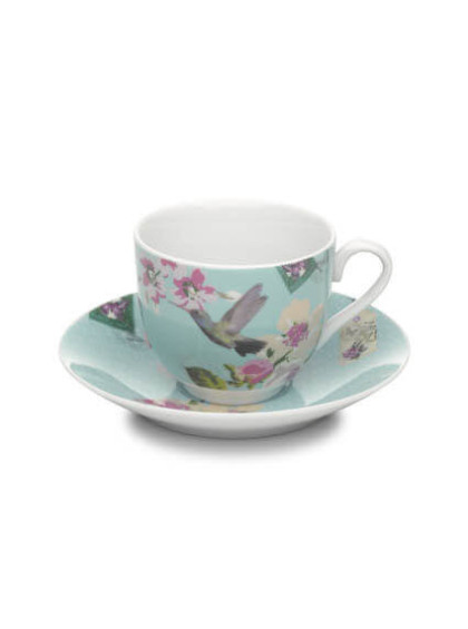 Xicara c/ Pires de Porcelana  para Chá Azul - Accessorize