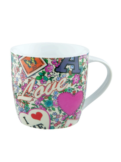 Kit Caneca c/ Lata Rosa Love de Porcelana/ Aluminio 340 ml - Accessorize
