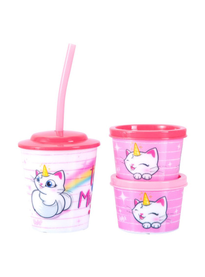 Copo Canudo com Potinhos Move Catcornio - Uatt
