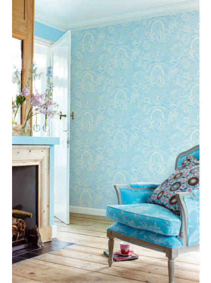 Rolo de Papel de Parede Dearest Peacock Azul Claro