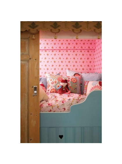 Rolo de Papel de Parede Rosa com Poá Branca