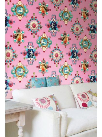 Painel de Parede Rosa com Corações