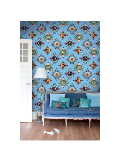 Painel de Parede Azul com Corações