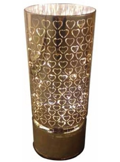 Luminária Vidro Led Hearts Rosa Dourado Grande - Urban