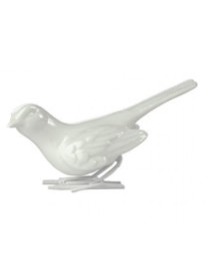 Pássaro Porcelana Branco Pé de Ferro 