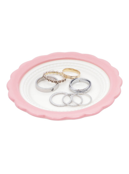 Porta Aneis Cerâmica Curves And Dots Branco/Rosa - Urban