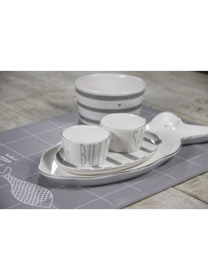 Prato de Peixe Branco com Estrelas Cinzas - Bastion