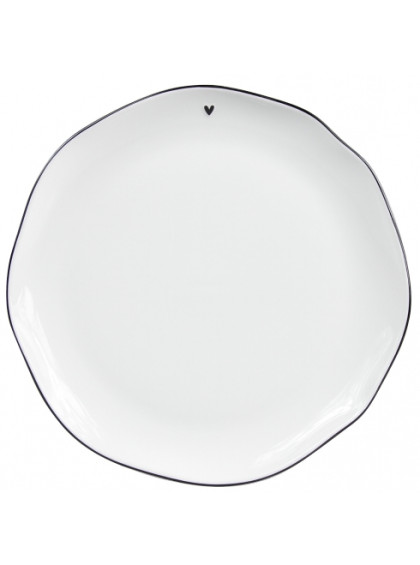 Prato de Jantar Branco com Pequeno Coração Preto - Bastion