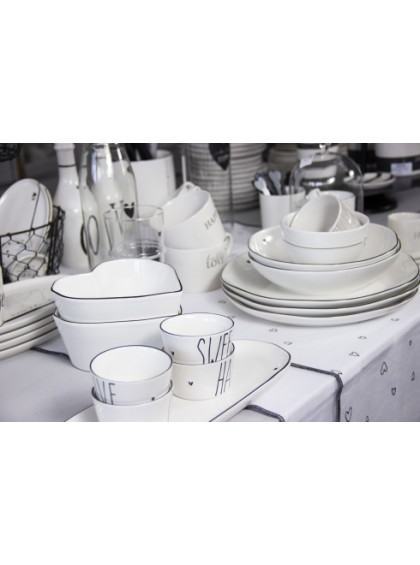 Prato de Jantar Branco com Pequeno Coração Preto - Bastion