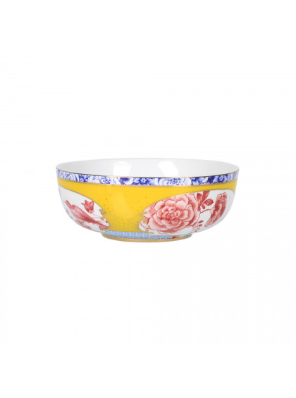 Bowl de Porcelana Amarelo com Rosa Royal