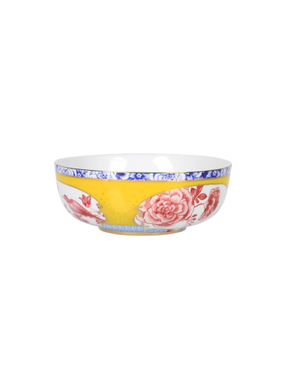 Bowl de Porcelana Amarelo com Rosa Royal