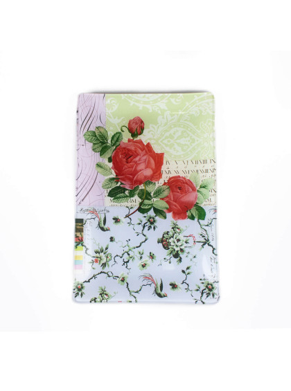 Bandeja de Vidro Flor Vermelha Média