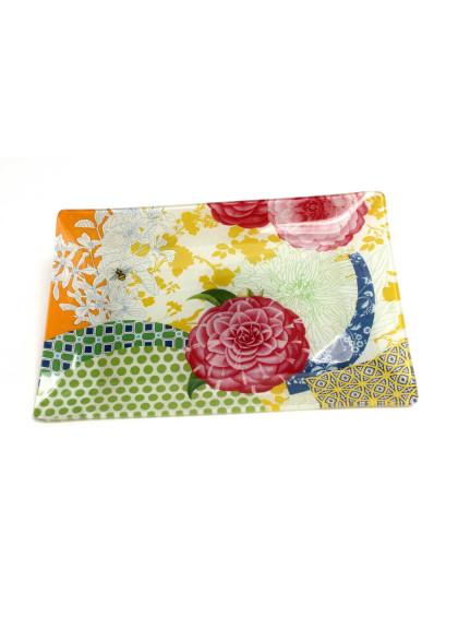 Bandeja Flores de Vidro Media