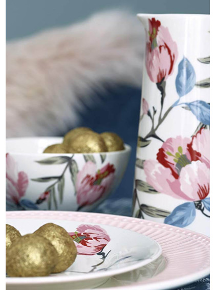 Prato de Sobremesa Branco Com Flores