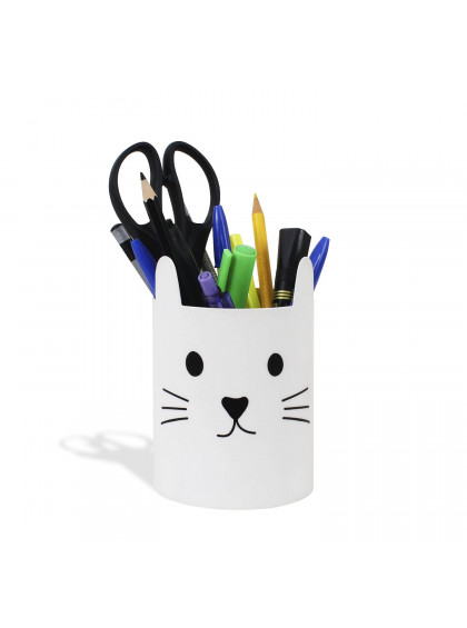 Porta-lápis Gato Branco