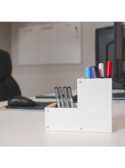 Porta-lápis Duplo Básico c/ Pinus Branco