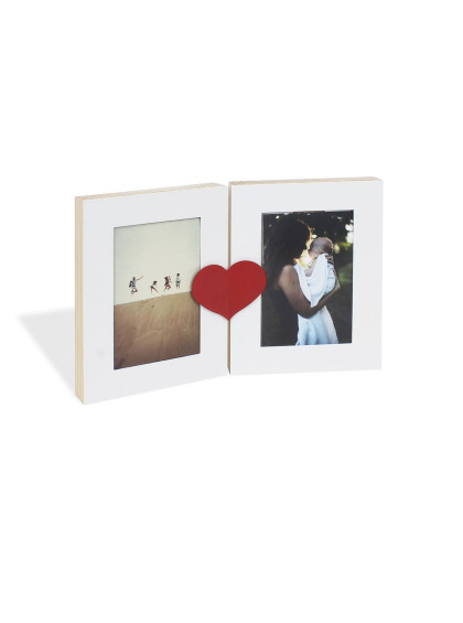 Placa para 3 Fotos Coração Preto