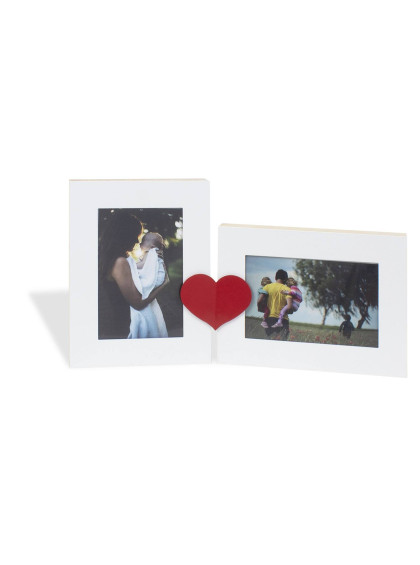 Placa para 3 Fotos Coração Preto