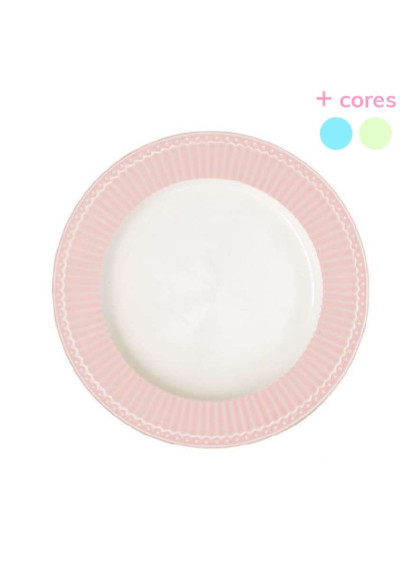 Prato de Jantar Rosa com Branco