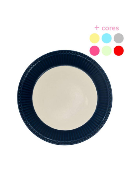 Prato de Sobremesa Azul escuro com Branco