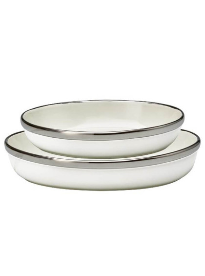 Prato Oval com Borda de Prata 2 peças