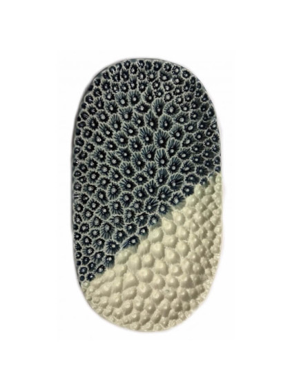 Prato Cerâmica Decor Hedgehog Branco/azul Pequeno - Urban