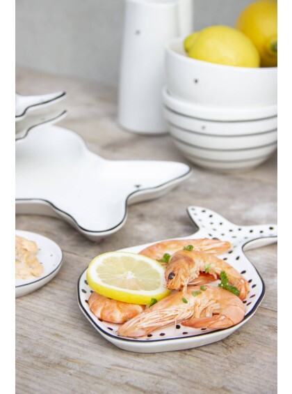 Porta Colher Peixe Branco com Ponto Preto - Bastion