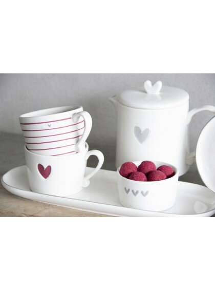 Bule de Chá Branco com Coração Cinza - Bastion