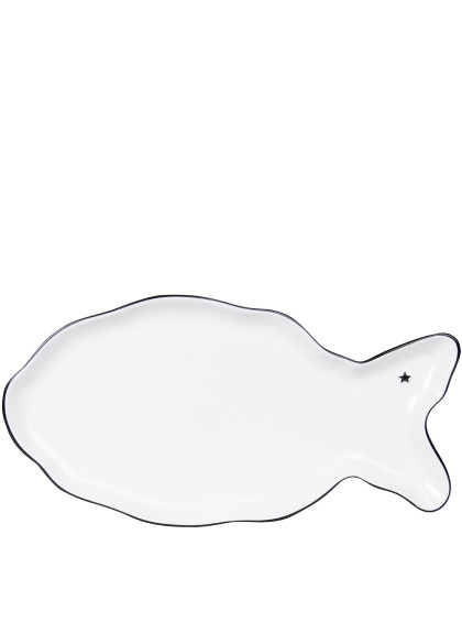 Prato de Peixe Branco com Estrelas Pretas - Bastion