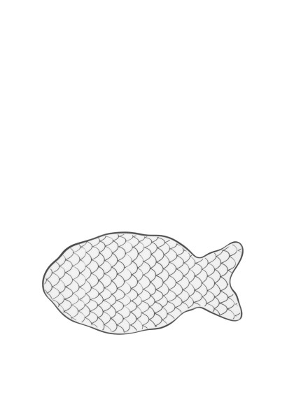 Prato de Peixe Branco Quadriculado com Linhas Pretas - Bastion