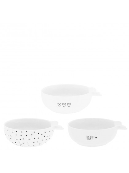 Conjunto 3 Bowls Brancos com Letras Pretas - Bastion