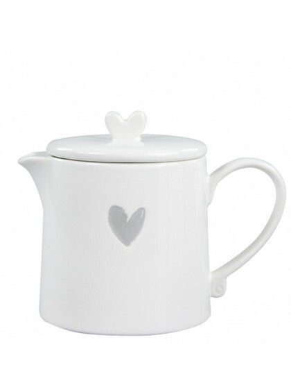 Bule de Chá Branco com Coração Cinza - Bastion
