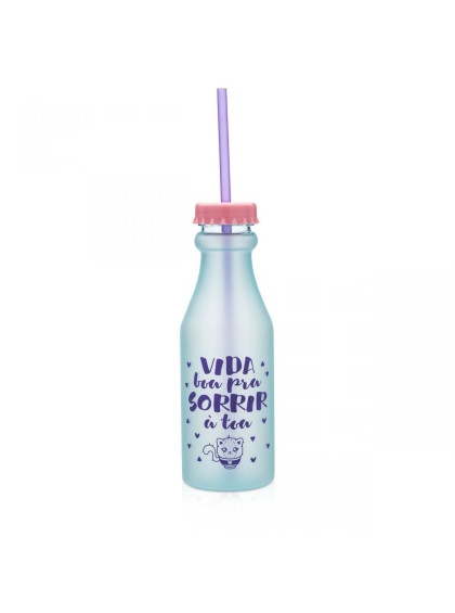 Garrafinha com Canudo Cactus Verde