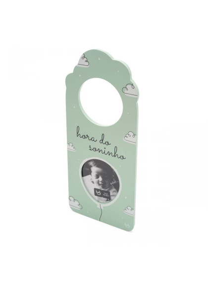 Aviso de Porta com Foto Bebê Verde