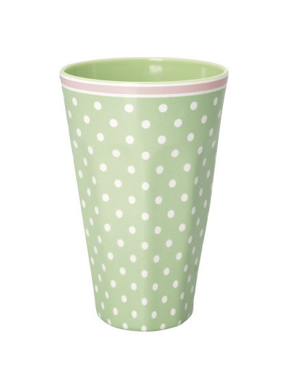 Copo Alto Verde Palido com Bolas Brancas