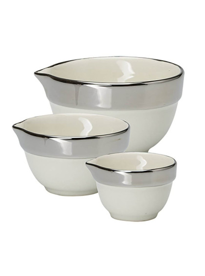 Conjunto 3 Bowls com Borda de Prata