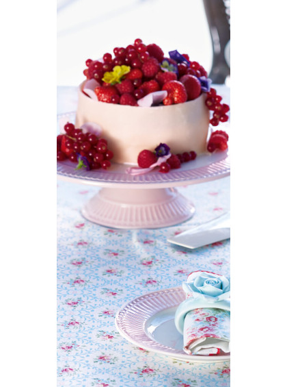 Prato de Bolo com pé Rosa e Branco