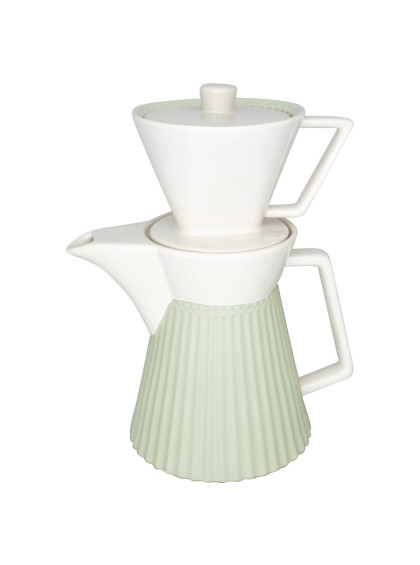 Cafeteria para Filtro Verde e Branco com Tampa