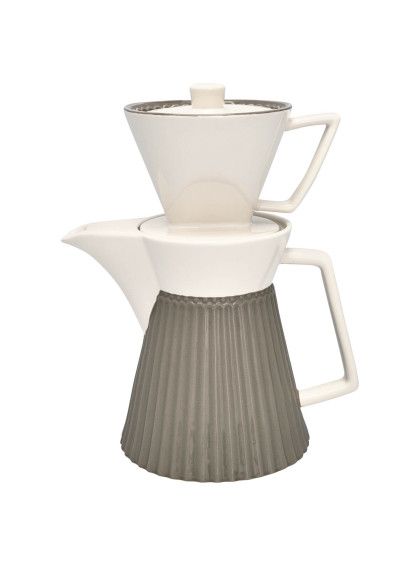 Cafeteria para Filtro Cinza e Branco com Tampa