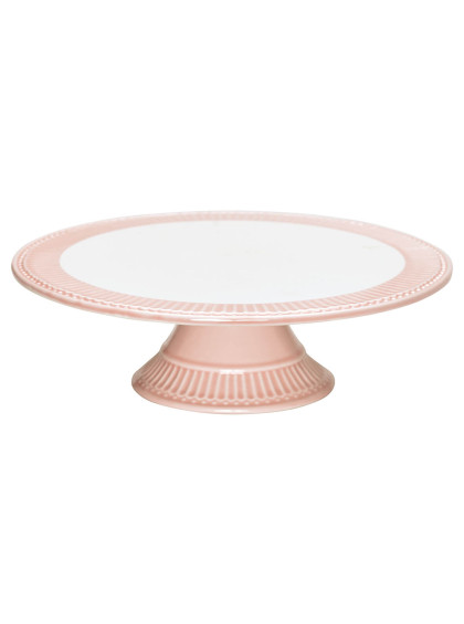 Prato de Bolo com pé Rosa e Branco