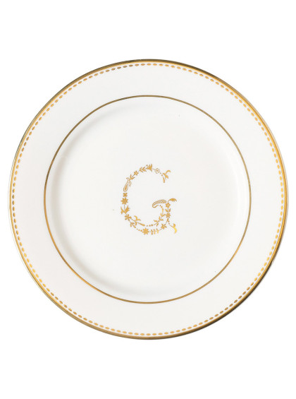 Prato de Sobremesa Branco com Detalhe em Ouro