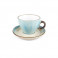 Xícara de Chá Azul de Porcelana com Pires