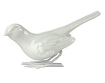 Pássaro Porcelana Branco Pé de Ferro 1 - Pols Potten
