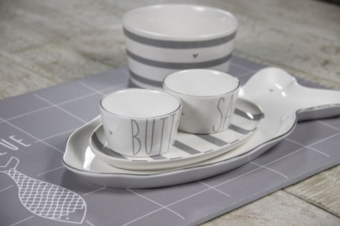 Prato de Peixe Branco com Estrelas Cinzas - Bastion