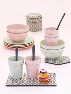 Bowl Rosa Claro com Fio de Ouro - Greengate