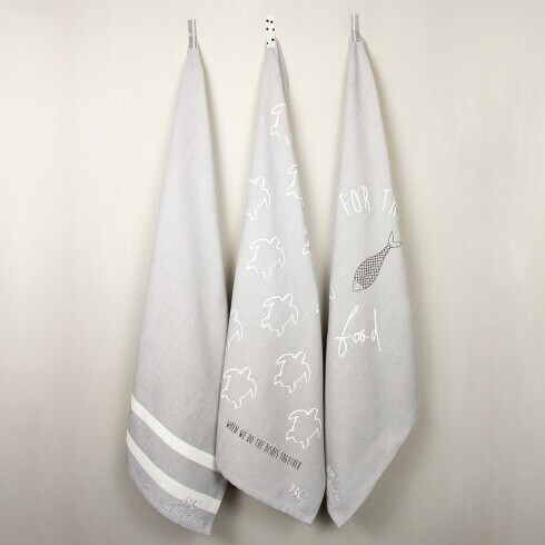 kit 3 Toalhas de Cozinha Cinza e Branco - Bastion