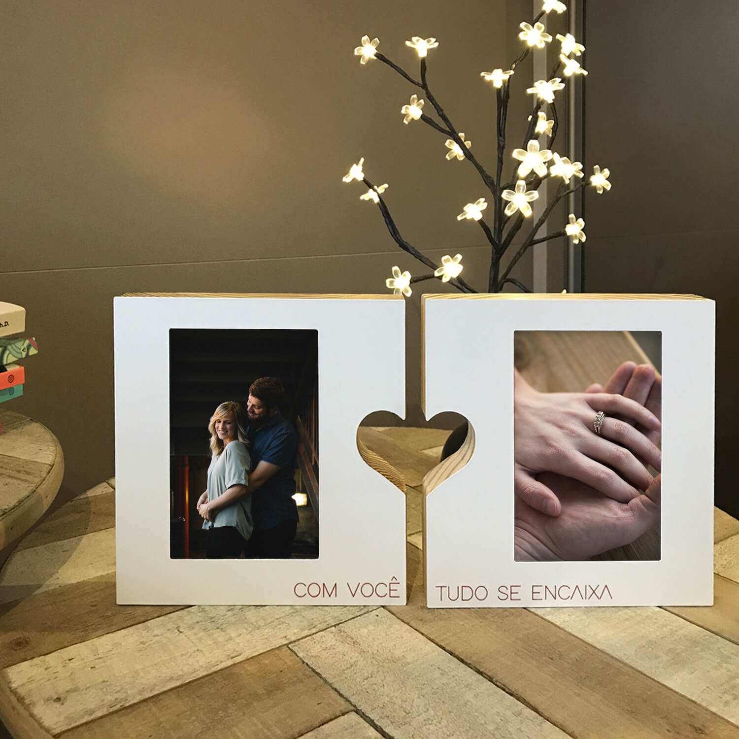 Porta-retrato Encaixa Amor Branco - Geguton