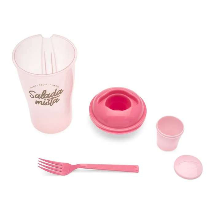 Copo Salada Porta Molho e Garfo Mista - Ludi