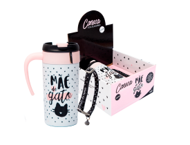 Caneca Térmica com Acessório Mãe de Gato - Uatt